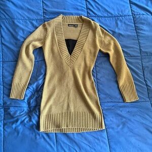 Wet Seal V-Neck Tan Sweater Dress